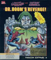 Amazing Spiderman and Captain America in Dr Dooms Revenge Commodore 64 box art